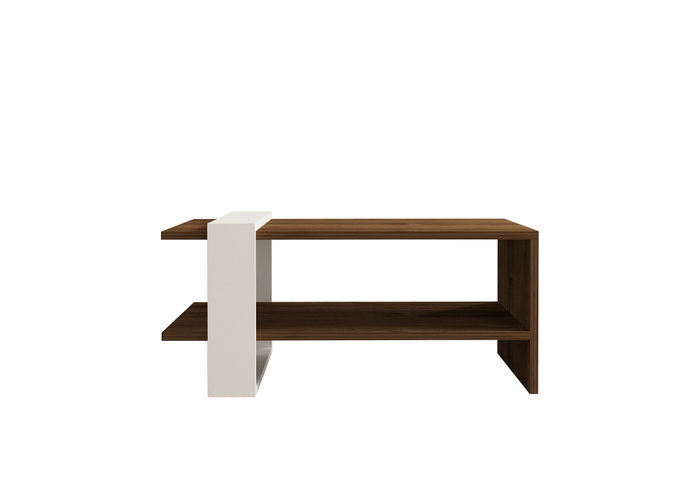Hanah Home Mesa de centro Gaye de 2 niveles, Nogal y Blanco Hanah Home Mesa de centro Gaye de 2 niveles, Nogal y Blanco